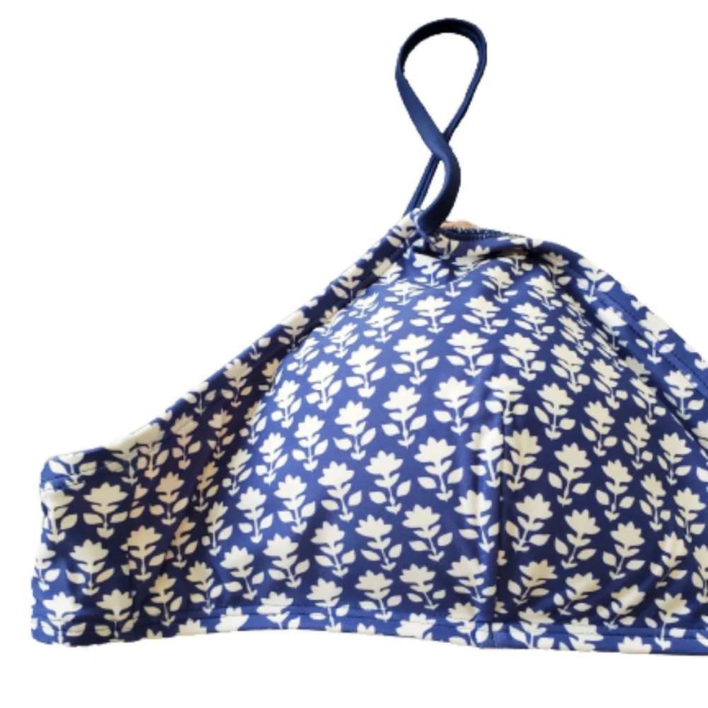 J.Crew plus floral Moderate Coverage french bikini top, 3XL, blue